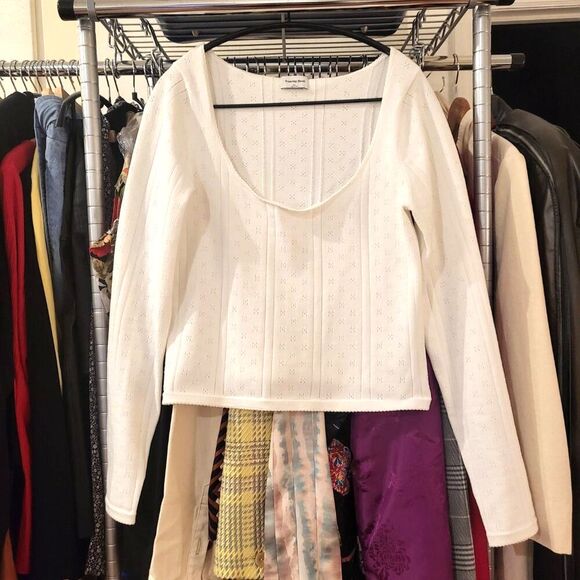 Aritzia Sunday Best Francis Pointells Sweater Light Burch White XL - Picture 2 of 6